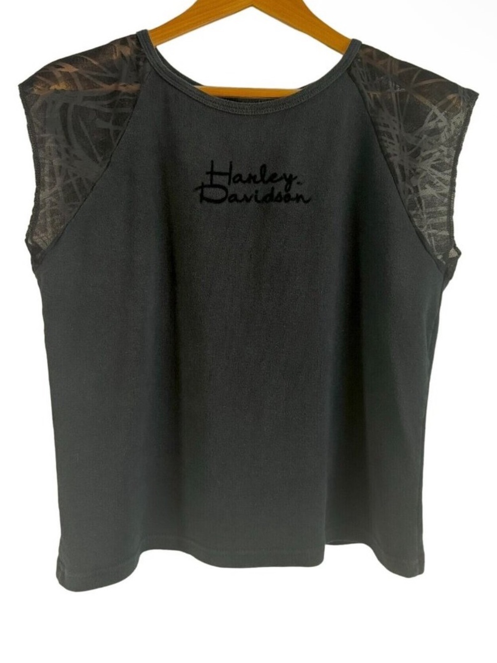 Harley Davidson Velvet Burnout Short Sleeves Baby Tee Century Medina Large